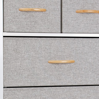 23" Gray and White Steel and Fabric Six Drawer Chest
