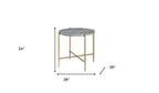 24" Champagne And Light Gray Manufactured Wood And Metal Round End Table