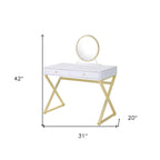 42" Mirrored Vanity Table with Mirror