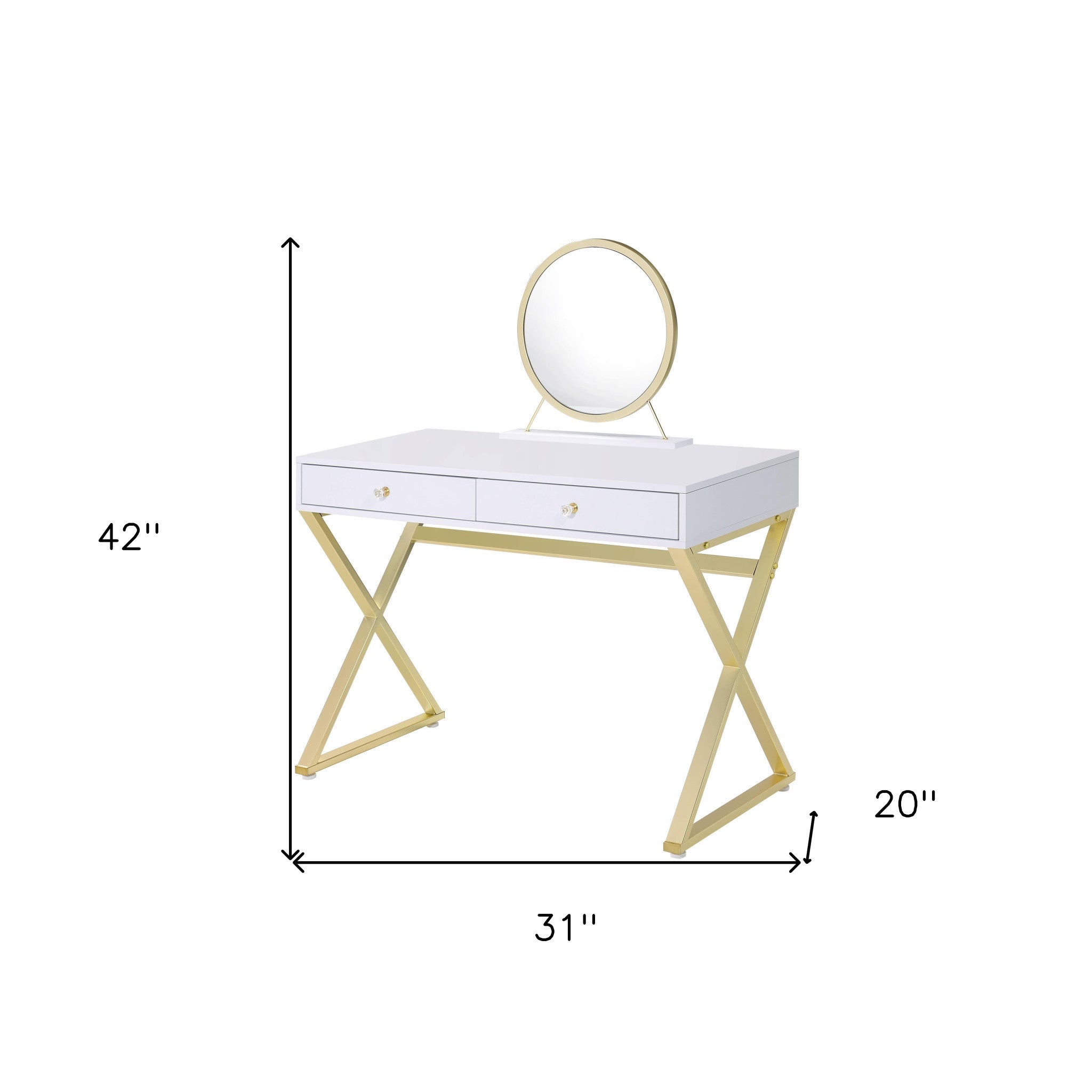 42" Mirrored Vanity Table with Mirror