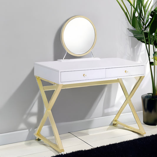 42" Mirrored Vanity Table with Mirror