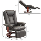 Modern RV Recliner Chair, PU Leather Swivel Recliner Armchair with Footrest for Living Room, Brown