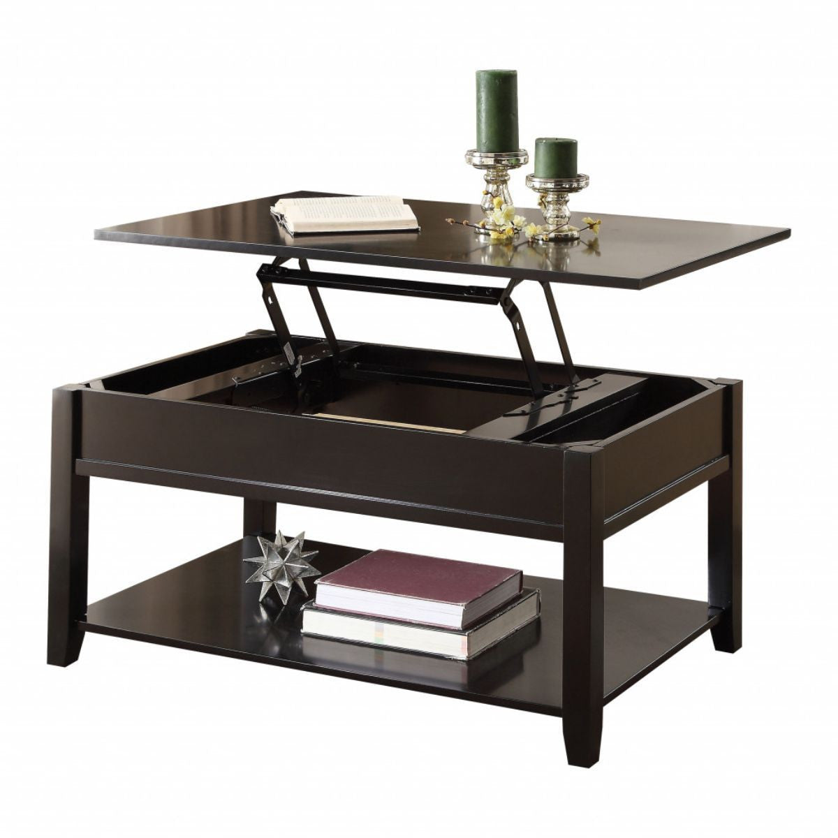 40" Black Wood Lift Top Coffee Table