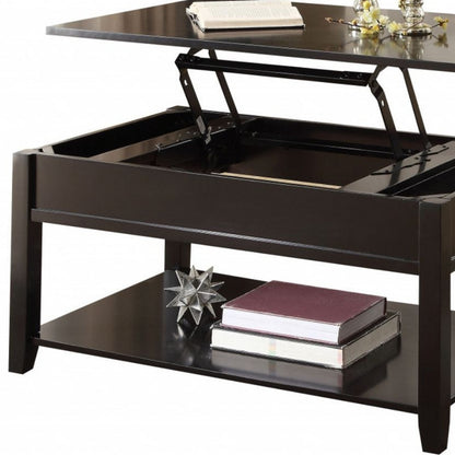 40" Black Wood Lift Top Coffee Table