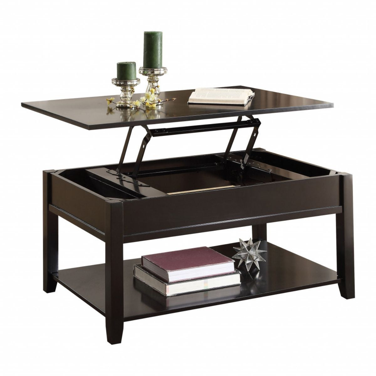 40" Black Wood Lift Top Coffee Table