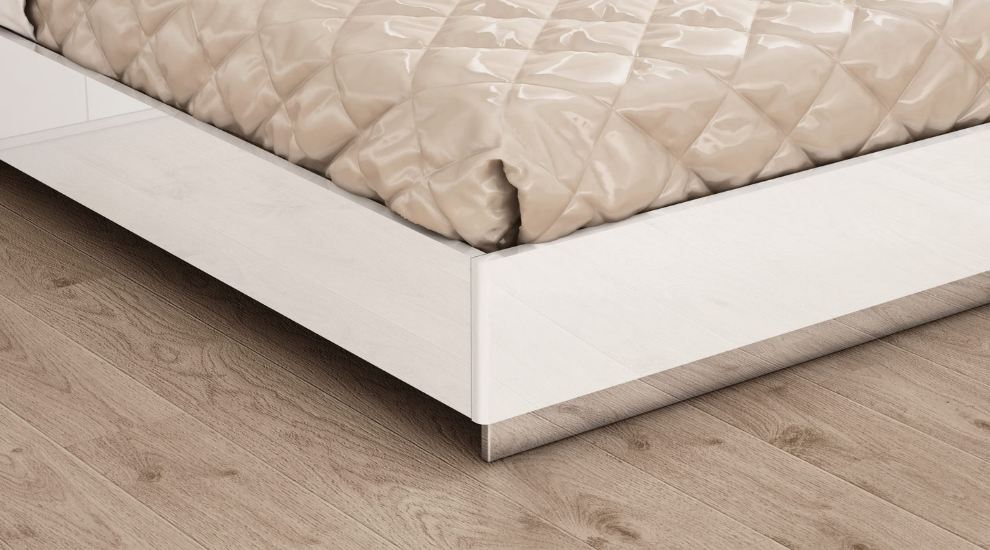 White And Taupe Wood Queen Bed Frame