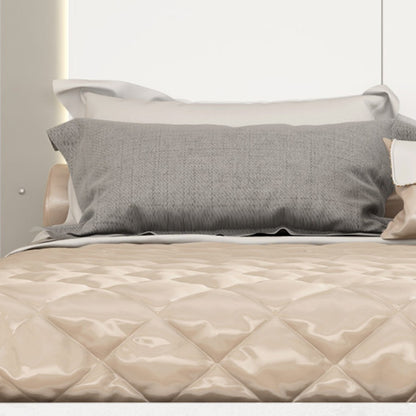 White And Taupe Wood Queen Bed Frame