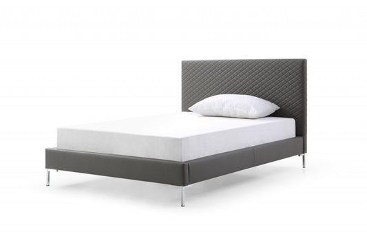Dark Gray Faux Leather Full Bed Frame