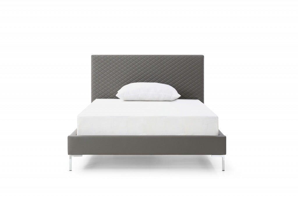 Dark Gray Faux Leather Full Bed Frame