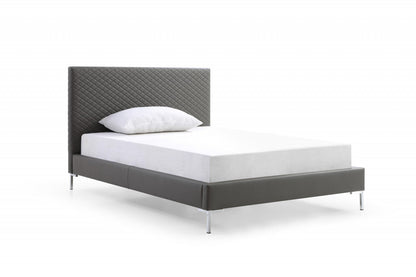 Dark Gray Faux Leather Full Bed Frame