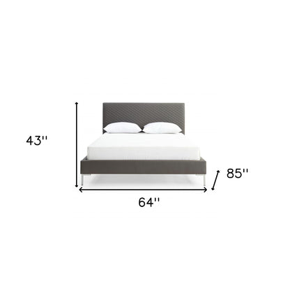 Dark Gray Faux Leather Queen Bed Frame
