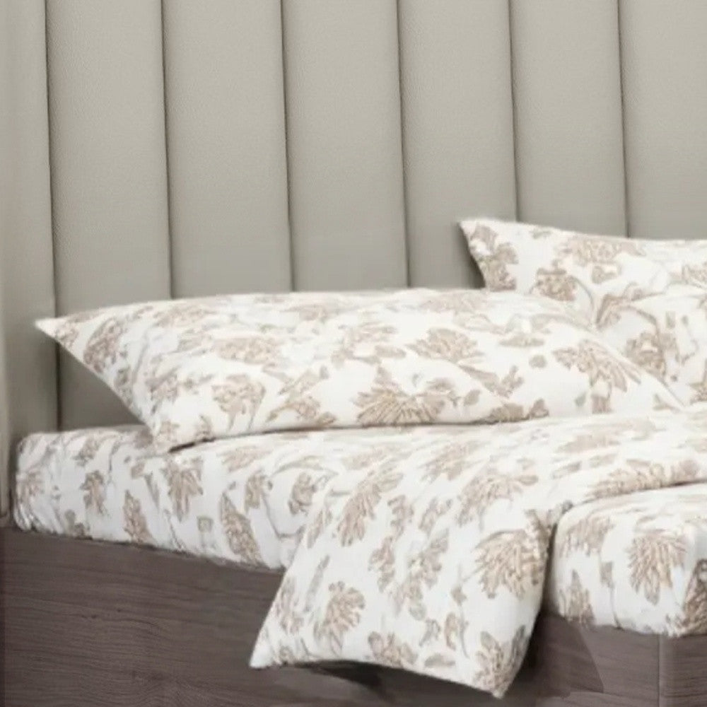 King Grey Upholstered Faux Leather and Ivory Gloss Bed Frame