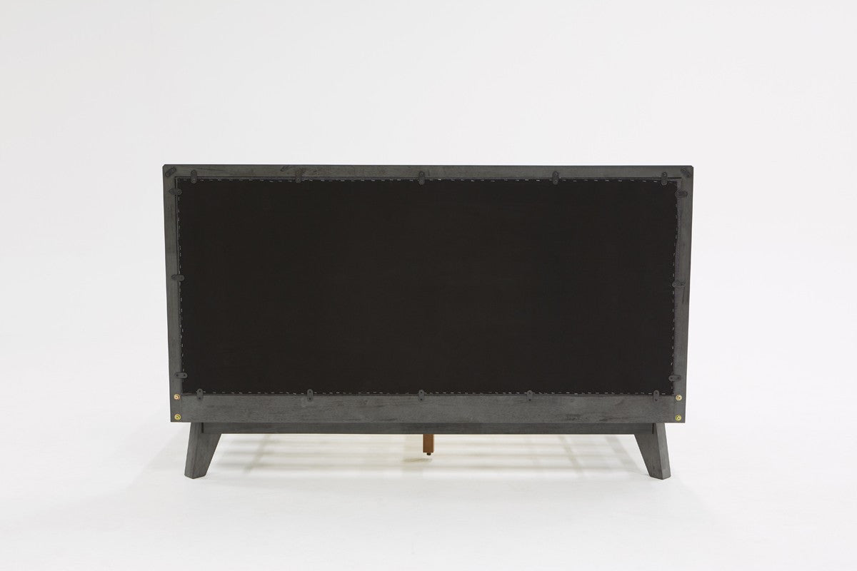 Gray Wood And Linen Queen Bed Frame