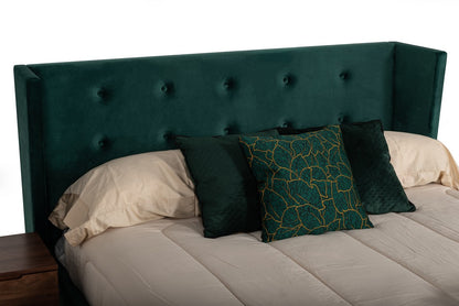 Green Wood And Tufted Velvet King Bed Frame