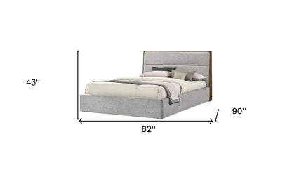 Brown and Gray Wood Upholstered King Bed Frame