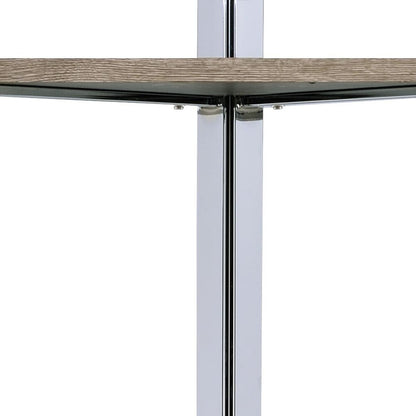 72" Natural And Silver Metal and Wood Four Tier Etagere Bookcase