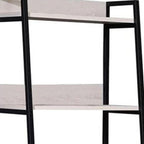 67" Natural and Black Metal Five Tier Ladder Bookcase