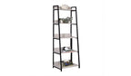 67" Natural and Black Metal Five Tier Ladder Bookcase