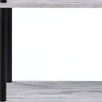 44" Antiqued White And Black Distressed Metal and Wood Four Tier Etagere Bookcase