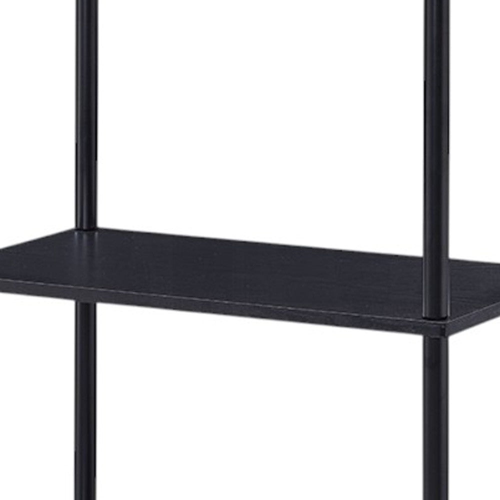 44" Black Metal and Wood Four Tier Etagere Bookcase