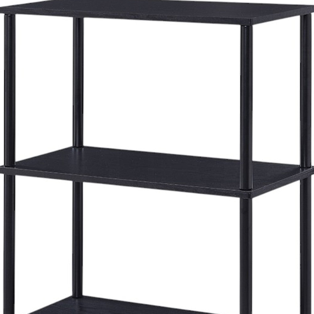 44" Black Metal and Wood Four Tier Etagere Bookcase