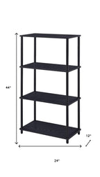 44" Black Metal and Wood Four Tier Etagere Bookcase