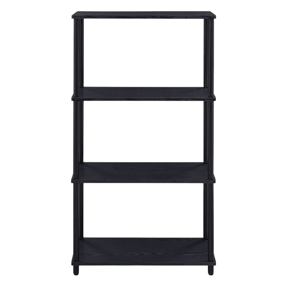 44" Black Metal and Wood Four Tier Etagere Bookcase