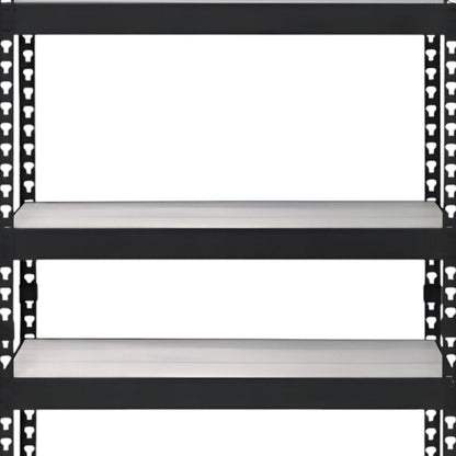 48" Black And Natural Metal and Wood Adjustable Four Tier Bookcase