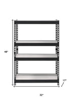 48" Black And Natural Metal and Wood Adjustable Four Tier Bookcase