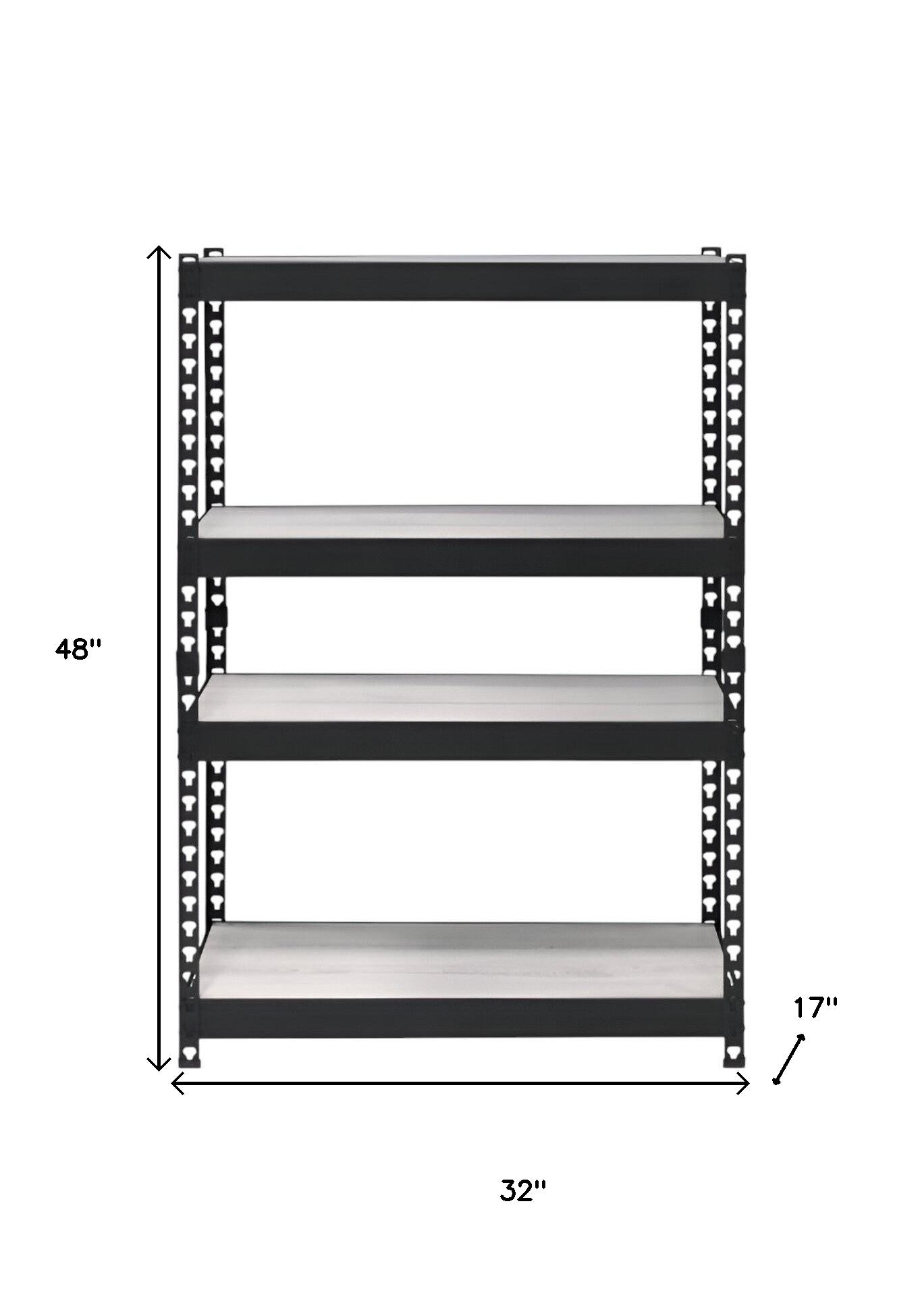 48" Black And Natural Metal and Wood Adjustable Four Tier Bookcase