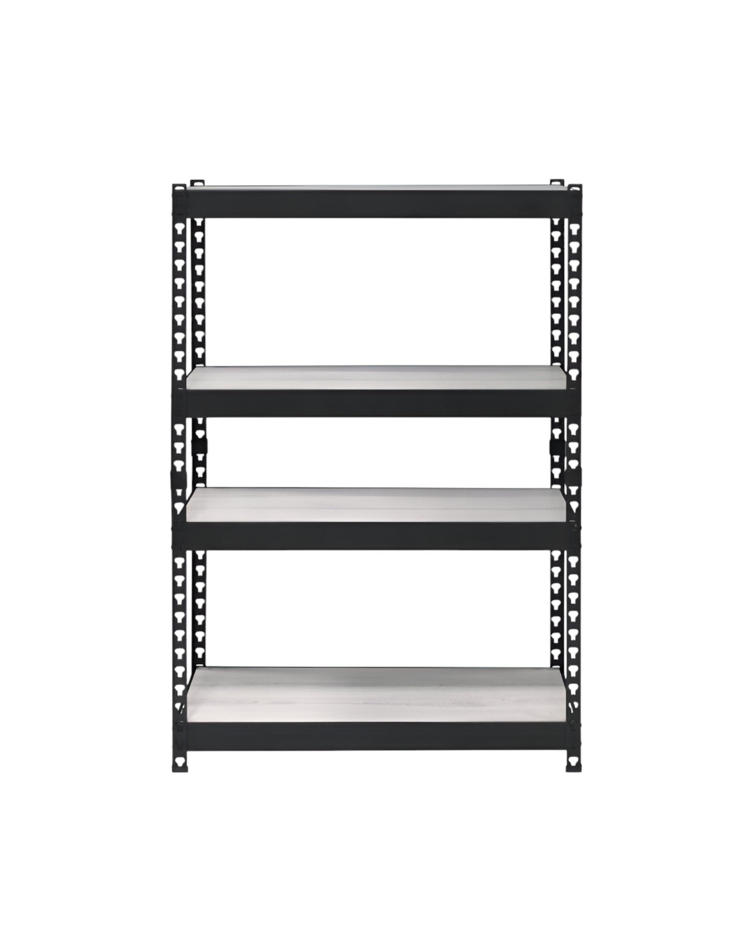 48" Black And Natural Metal and Wood Adjustable Four Tier Bookcase