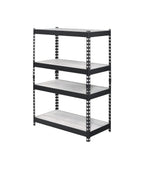 48" Black And Natural Metal and Wood Adjustable Four Tier Bookcase
