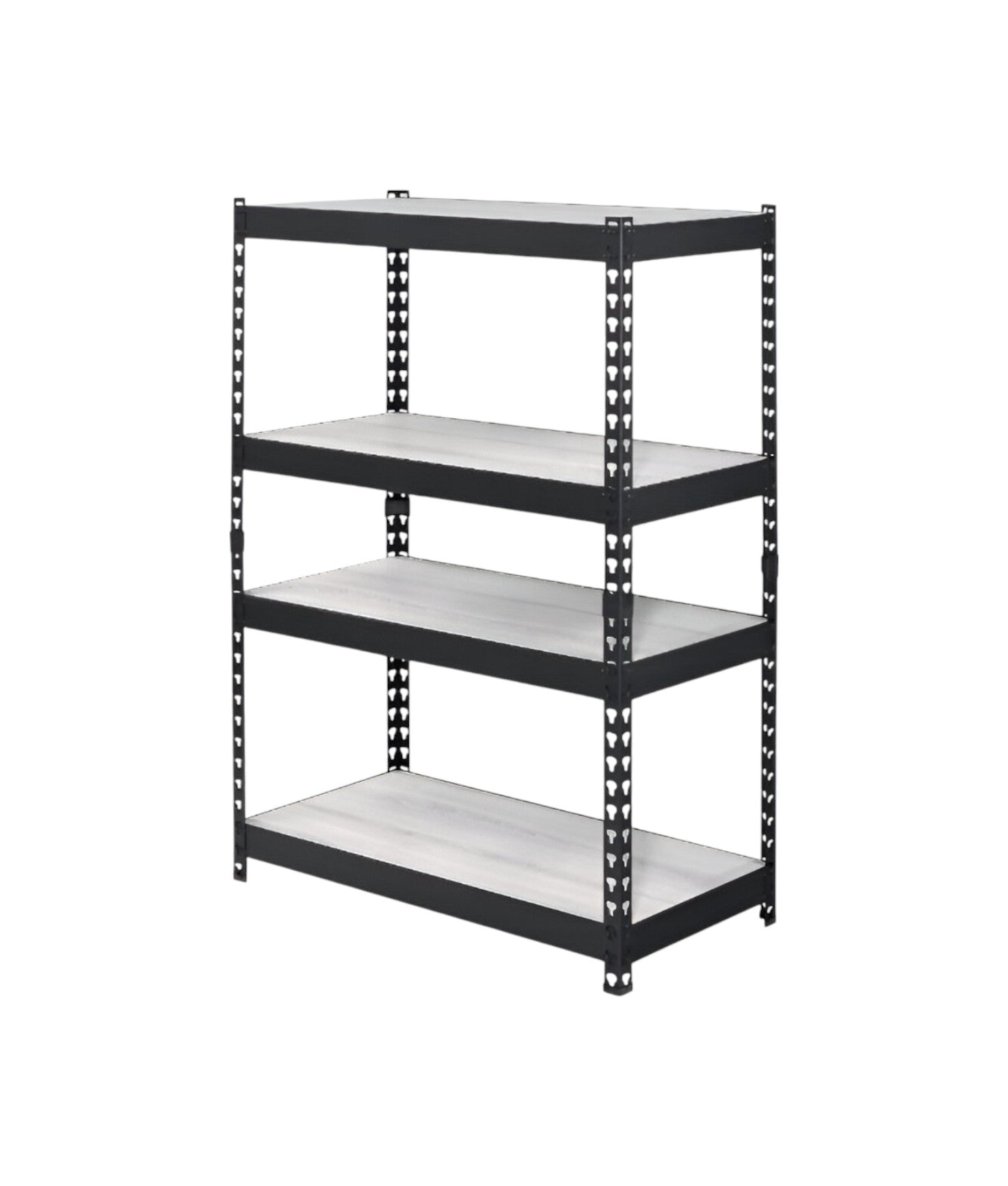 48" Black And Natural Metal and Wood Adjustable Four Tier Bookcase