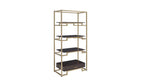 78" Gold and Black Metal Four Tier Etagere Bookcase with a Drawer
