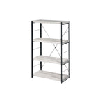 43" Antiqued White And Black Metal and Wood Four Tier Etagere Bookcase