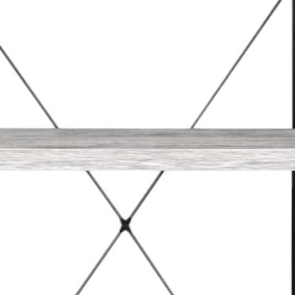 43" Antiqued White And Black Metal and Wood Four Tier Etagere Bookcase