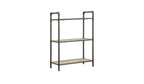 36" Antique Oak and Sandy Gray Metal Three Tier Standard Bookcase