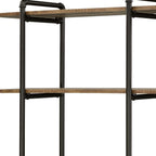 73" Brown And Black Metal Five Tier Etagere Bookcase