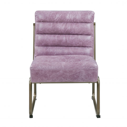 22" Wisteria and Steel Blue Top Grain Leather Ikat Side Chair