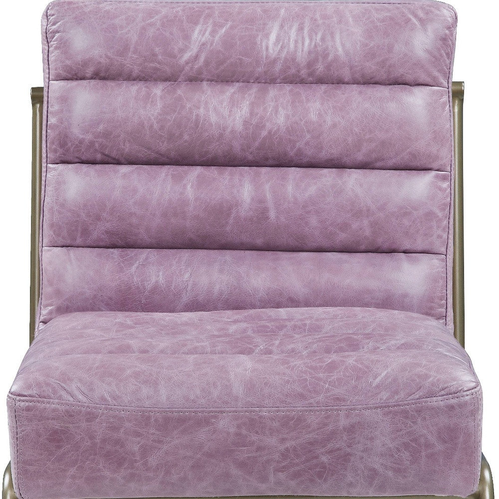 22" Wisteria and Steel Blue Top Grain Leather Ikat Side Chair
