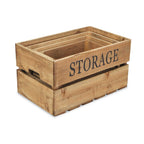 Set of Four Brown Solid Wood Crate
