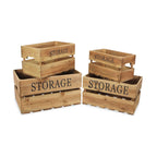 Set of Four Brown Solid Wood Crate
