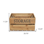 Set of Four Brown Solid Wood Crate