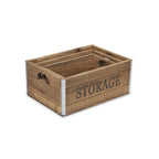 Set of Three Natural Solid Wood And Metal Crate