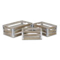 Set of Three Natural Solid Wood And Metal Crate