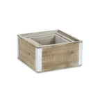 Set of Three Brown Solid Wood And Metal Crate