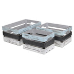 Set of Three Black Light Blue And Off White Solid Wood Crate