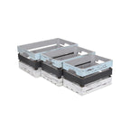 Set of Three Black Light Blue And Off White Solid Wood Crate