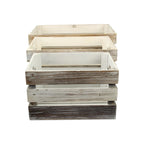 Set of Three Black Off White And Walnut Solid Wood Crate