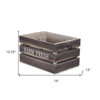 Set of Three Dark Brown Solid Wood Crate